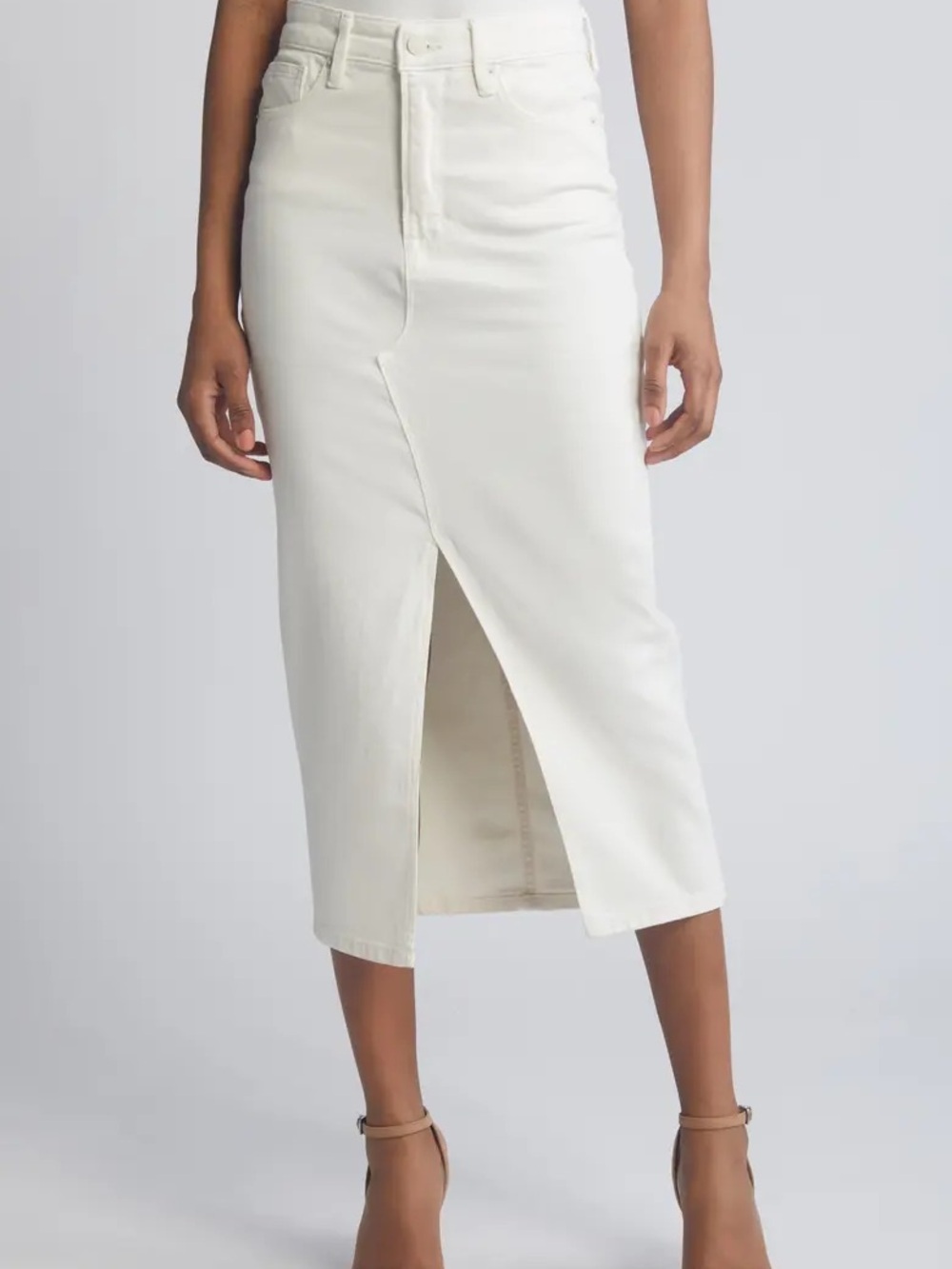 Good American Demin Midi Skirt in White, size 2/26
